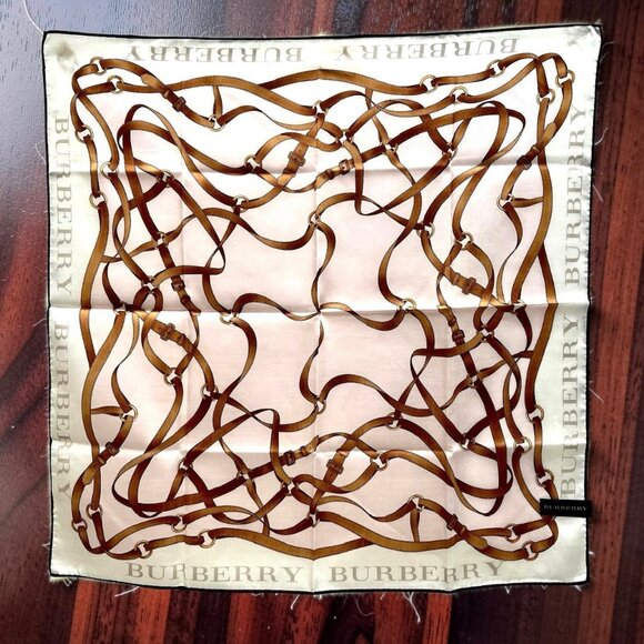 New Tag on Burberry Miniscarf 23" Cotton/Silk ivery Light pink bow (51) - Picture 3 of 13